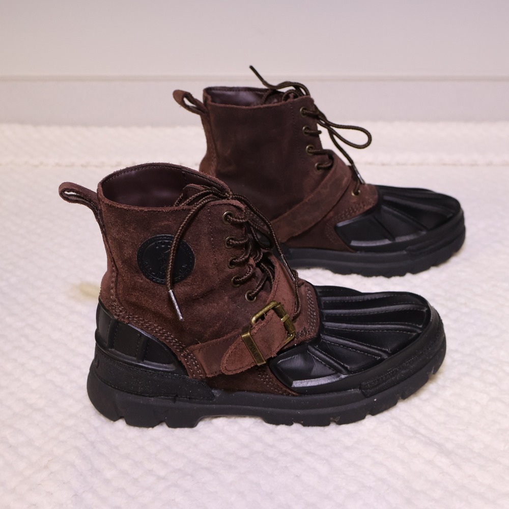Polo Ralph Lauren Kids 4 Oslo High Duck Boots Brown Suede Buckle